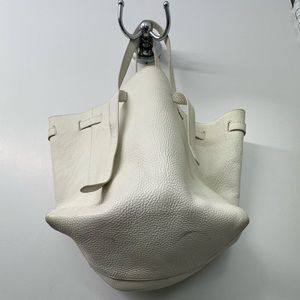 Alice + Olivia White Tote Bag with Suede Interior
